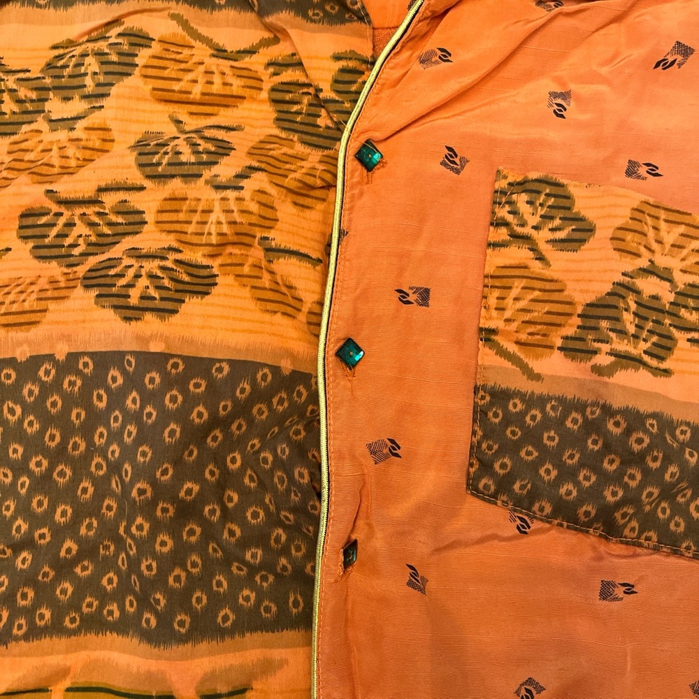 Vintage Orange And Brown Patterned Button Down Sh… - image 3